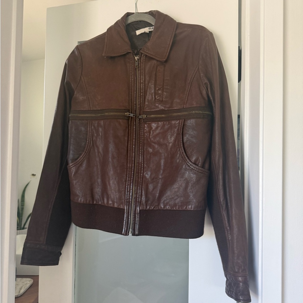 NSF Chocolate Brown Leather Jacket. Runs small. Like new.